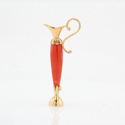 Italian Coral 18 Karat Yellow Gold Brooch, 20th Century-OLU-1044640