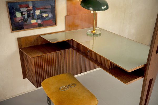 Italian Corner Desk in Mahogany by Paolo Buffa for La Permanente Mobili Cantù, 1950-FQ-1452649