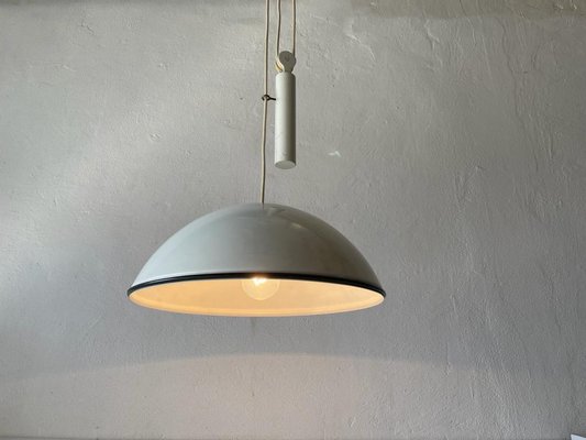 Italian Counterweight Pendant Lamp in White Metal, 1970s-RDS-1317493