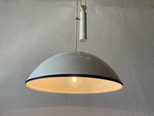 Italian Counterweight Pendant Lamp in White Metal, 1970s-RDS-1317493