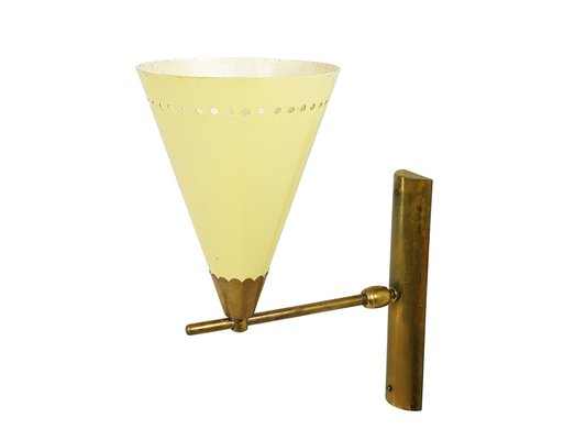 Italian Cream Aluminum & Brass Adjustable Sconce, 1950s-RD-1735177