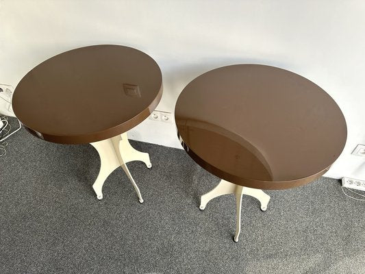 Italian Cream and Chocolate Lacquered Wood and Metal Character Side Tables, 2000s, Set of 2-FUE-1820087