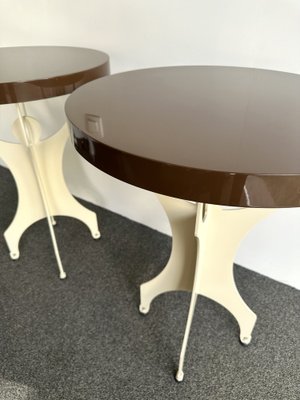 Italian Cream and Chocolate Lacquered Wood and Metal Character Side Tables, 2000s, Set of 2-FUE-1820087