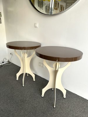 Italian Cream and Chocolate Lacquered Wood and Metal Character Side Tables, 2000s, Set of 2-FUE-1820087