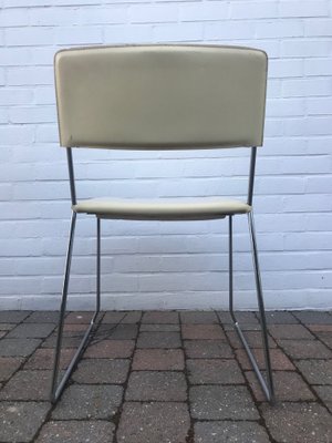 Italian Cream Crust Leather Stackable Dining Chairs, 1970s, Set of 6-XQY-800909