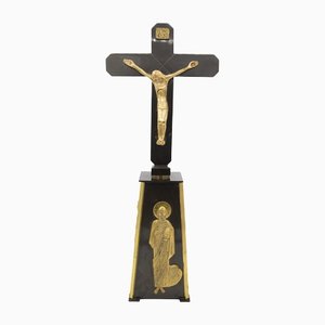 Italian Crucifix in Bronze and Iron-RCE-1278956