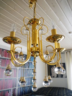 Italian Crystal and Brass Chandelier by Gaetano Sciolari for Sciolari, 1960s-DEK-552317