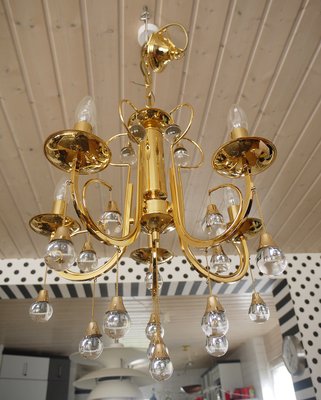 Italian Crystal and Brass Chandelier by Gaetano Sciolari for Sciolari, 1960s-DEK-552317