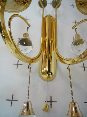 Italian Crystal and Gilded Brass Sconces by Gaetano Sciolari for Sciolari, 1960s, Set of 2-DEK-552322