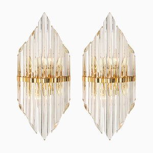 Italian Crystal Glass Wall Lights in the Style of Venini, 1970s, Set of 2-UGR-1093020