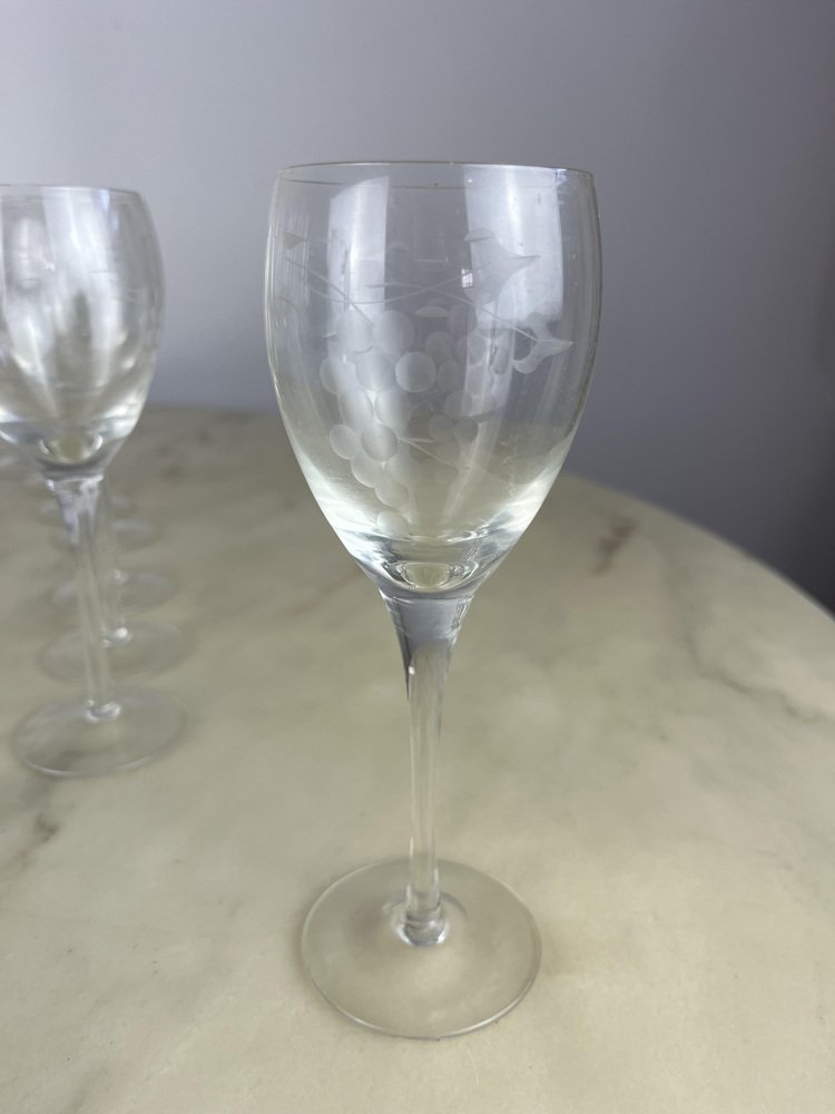 Italian Crystal Glasses, 1960s, Set of 35