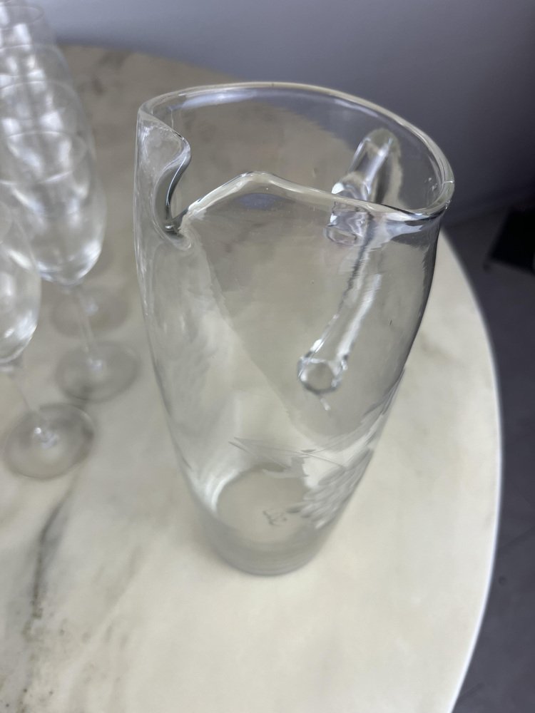 Italian Crystal Glasses, 1960s, Set of 35