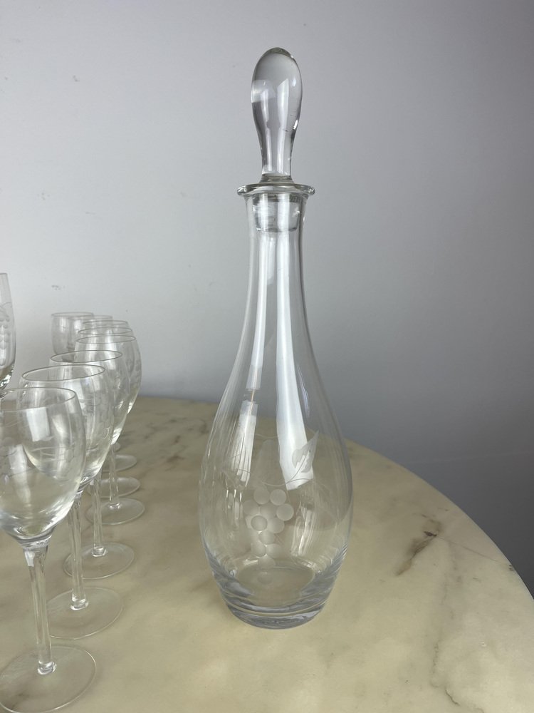 Italian Crystal Glasses, 1960s, Set of 35