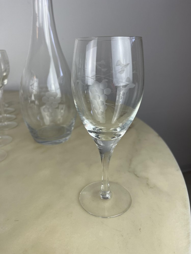 Italian Crystal Glasses, 1960s, Set of 35