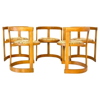 Italian Curved Wood Dining Chairs, 1950s, Set of 5-TOI-2041829