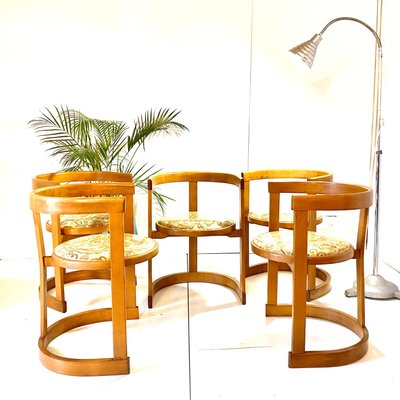 Italian Curved Wood Dining Chairs, 1950s, Set of 5-TOI-2041829