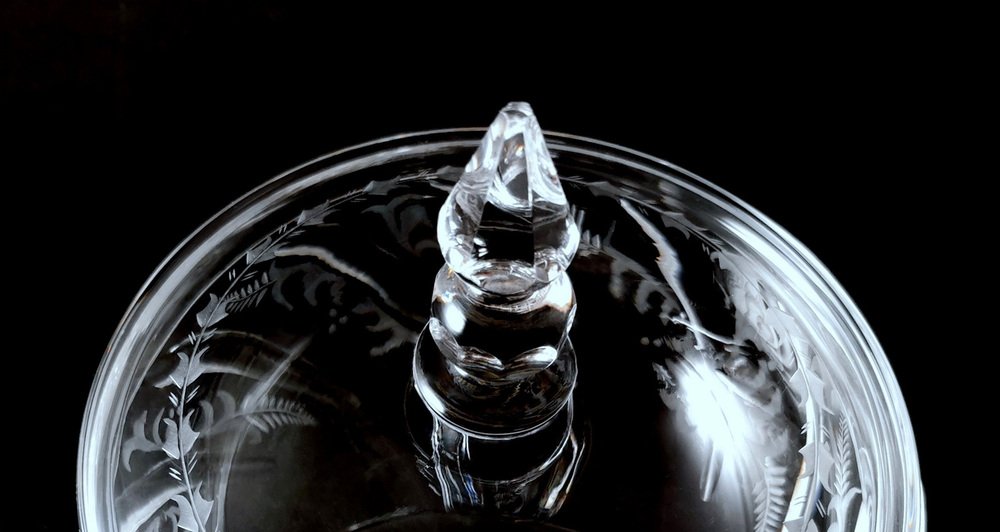 Italian Cut and Ground Crystal Table Centerpiece with Lid, 1985