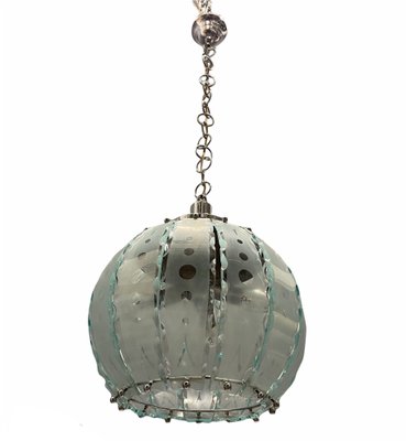 Italian Cut Glass Pendant Lamp, 1960s-JJC-1001200