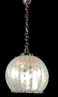 Italian Cut Glass Pendant Lamp, 1960s-JJC-1001200