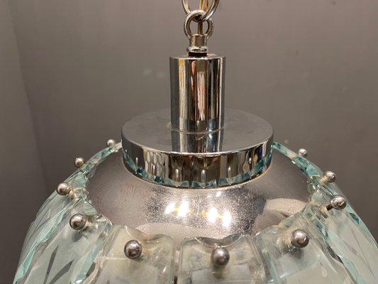 Italian Cut Glass Pendant Lamp, 1960s-JJC-1001200