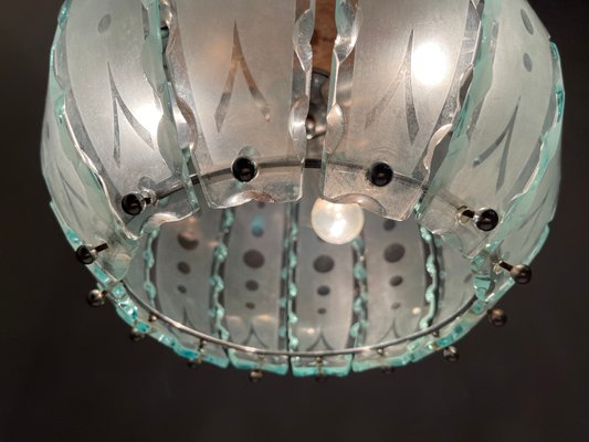 Italian Cut Glass Pendant Lamp, 1960s-JJC-1001200