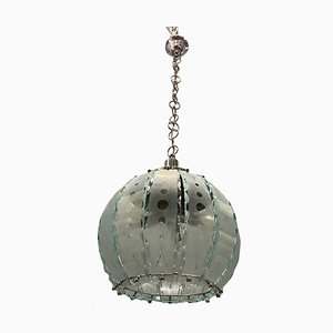 Italian Cut Glass Pendant Lamp, 1960s-JJC-1001200