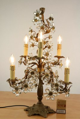 Italian Cut Glass Petals and Brass Banci Tree Table Lamp, 1950s-FUP-659591