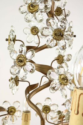 Italian Cut Glass Petals and Brass Banci Tree Table Lamp, 1950s-FUP-659591