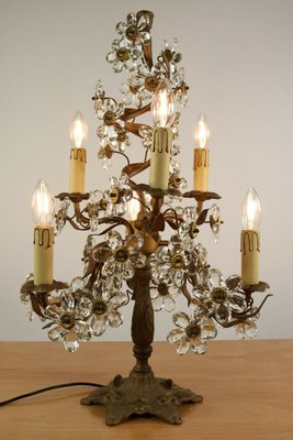 Italian Cut Glass Petals and Brass Banci Tree Table Lamp, 1950s-FUP-659591