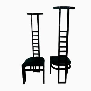 Italian Decorative Black Lacquered Chairs, 1970, Set of 2-HZ-974522