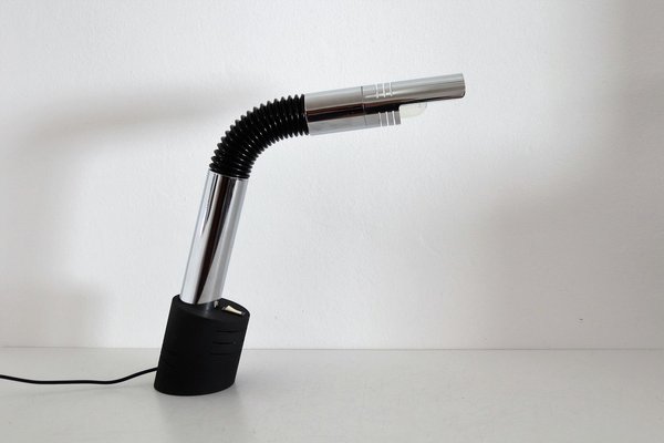 Italian Desk Lamp in Chrome and Cast Iron with Swivel Arm, 1970s-VNE-971058