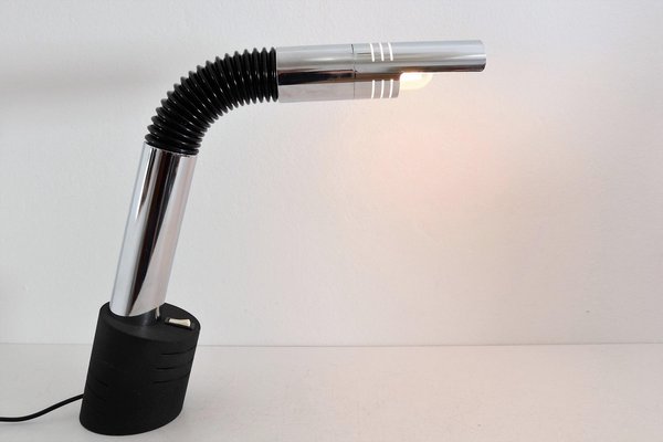 Italian Desk Lamp in Chrome and Cast Iron with Swivel Arm, 1970s-VNE-971058