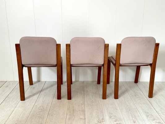 Italian Dining Chairs in Wood and Fabric, 1960s, Set of 8-NWG-2019803