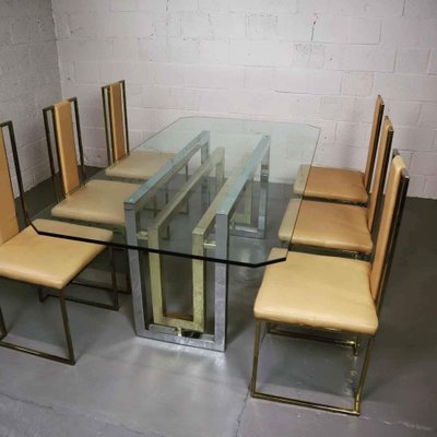 Italian Dining Room Table & Chairs by Renato Zevi, 1970s, Set of 7-PMI-1453118