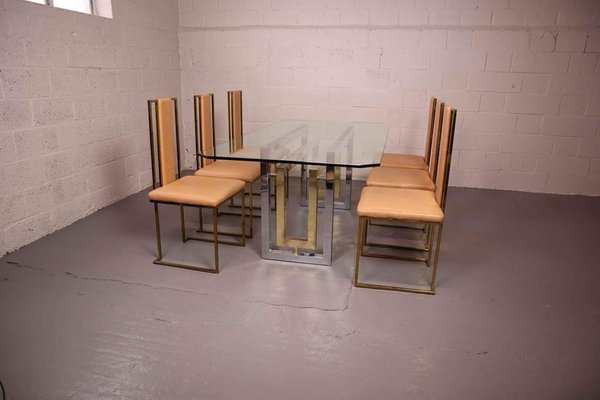 Italian Dining Room Table & Chairs by Renato Zevi, 1970s, Set of 7-PMI-1453118