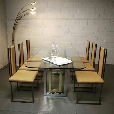 Italian Dining Room Table & Chairs by Renato Zevi, 1970s, Set of 7-PMI-1453118