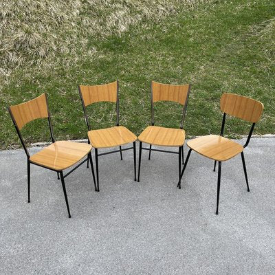 Italian Dining Table & 4 Chairs from Salvarani Depositato, 1950s, Set of 5-WQC-888668