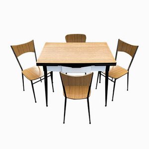 Italian Dining Table & 4 Chairs from Salvarani Depositato, 1950s, Set of 5-WQC-888668