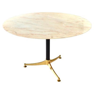 Italian Dining Table in Marble and Brass, 1970s-TE-1444169