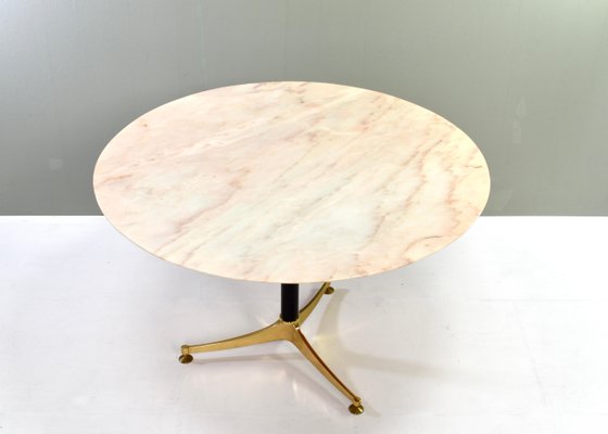 Italian Dining Table in Marble and Brass, 1970s-TE-1444169