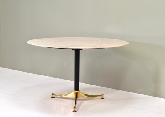 Italian Dining Table in Marble and Brass, 1970s-TE-1444169