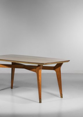 Italian Dining Table in Solid Beech with Engraved Glass in the style of Gio Ponti, 1960s-YU-1312244