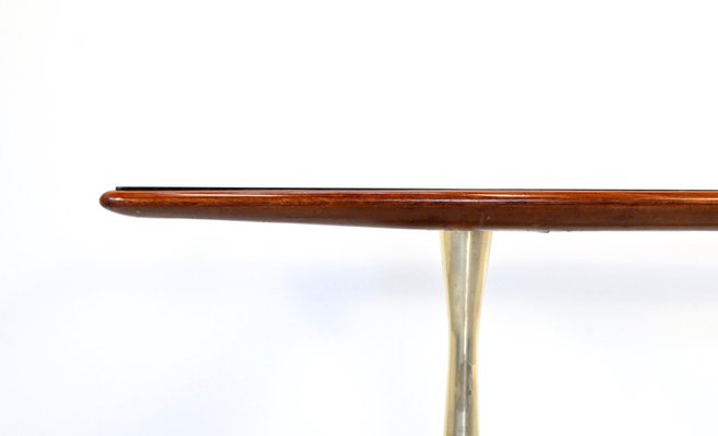 Italian Dining Table in Teak, Brass and Marble, 1960s-DUG-2041228