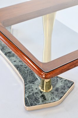 Italian Dining Table in Teak, Brass and Marble, 1960s-DUG-2041228