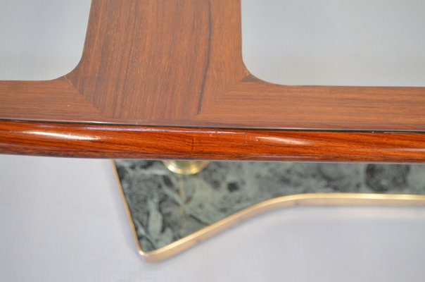 Italian Dining Table in Teak, Brass and Marble, 1960s-DUG-2041228