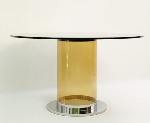 Italian Dining Table in the Style of Salocchi with Smoked Round Glass Top-FGA-923183