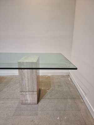 Italian Dining Table in Travertine with Glass Top, 1970s-GNW-1325546