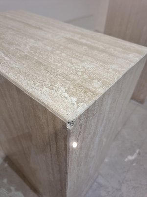 Italian Dining Table in Travertine with Glass Top, 1970s-GNW-1325546