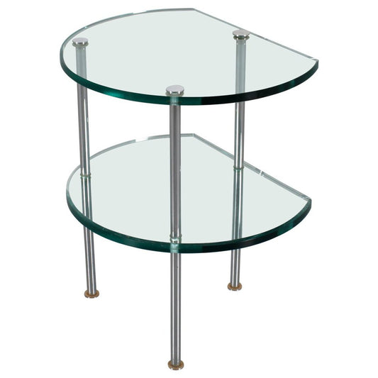 Italian Double Shelf Thick Glass Side Table, 1960s