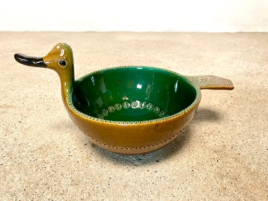 Italian Duck-Shaped Ceramic Art Bowl by Aldo Londi for Bitossi, 1960s-JP-1424837